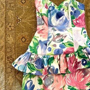 1980s vintage Margie Darnell New Orleans boutique floral peplum Dress